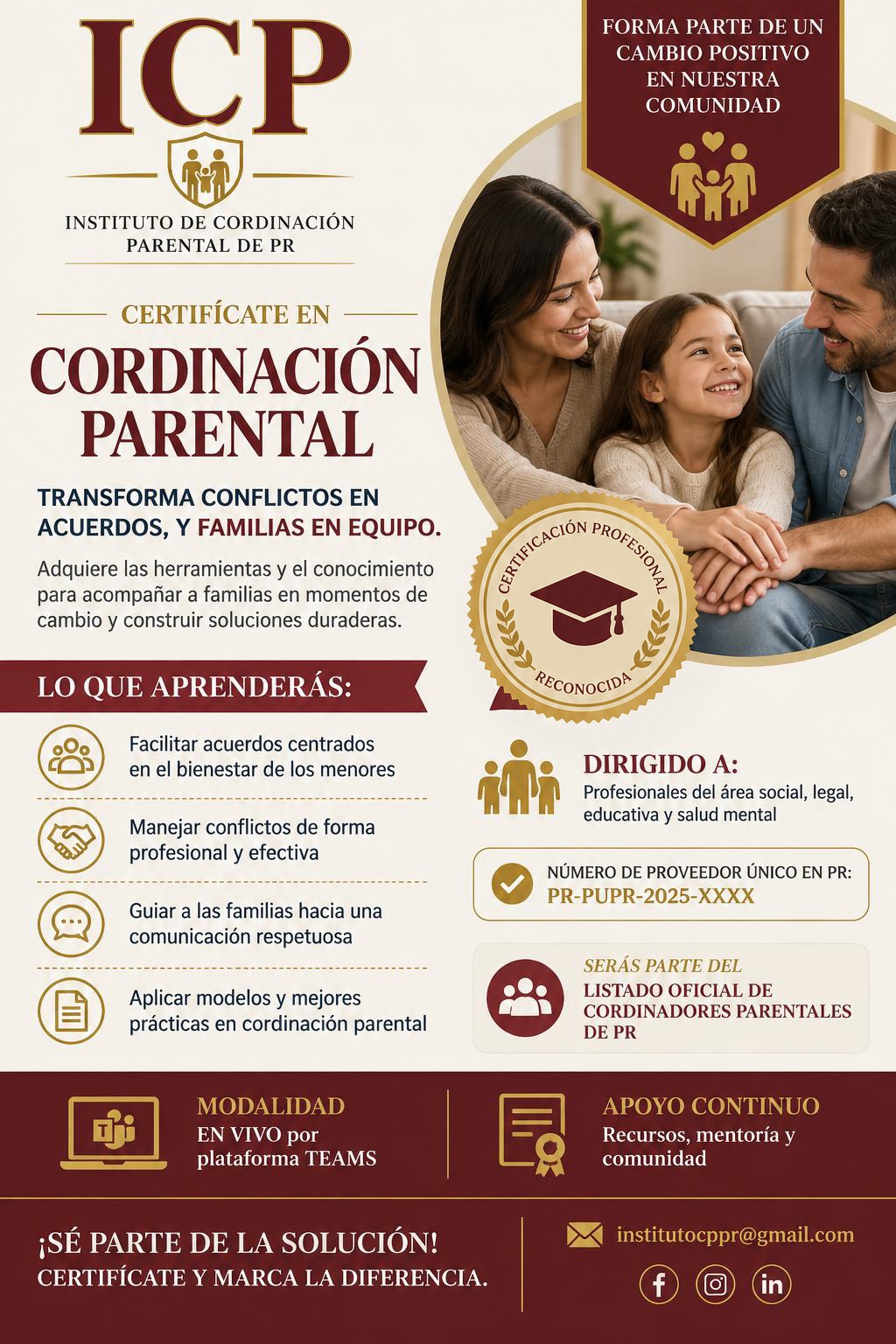 Promoción de la certificación profesional en Cordinación Parental del ICP
