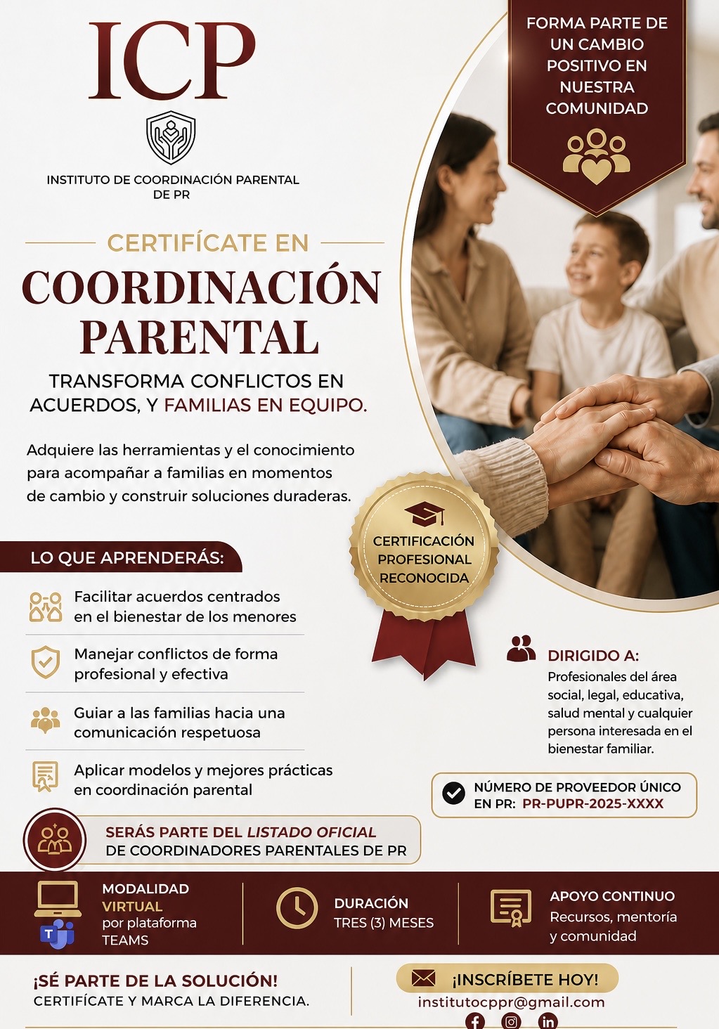 Promoción de la certificación profesional en Coordinación Parental del ICP